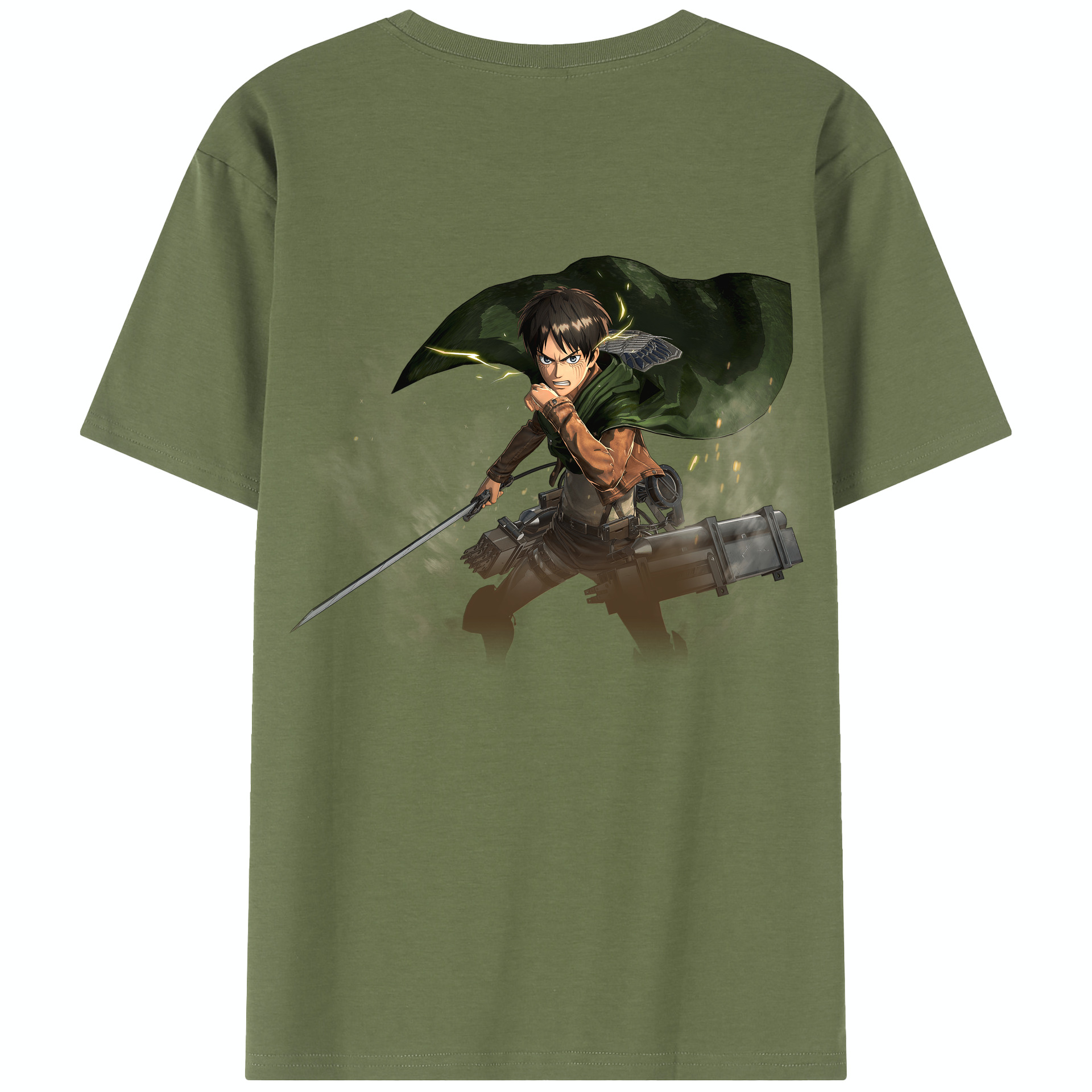（画像用） 進撃の巨人 エレン･イェーガー Attack on Titan Eren Jäger 綿100％半袖Tシャツ（背面プリント）